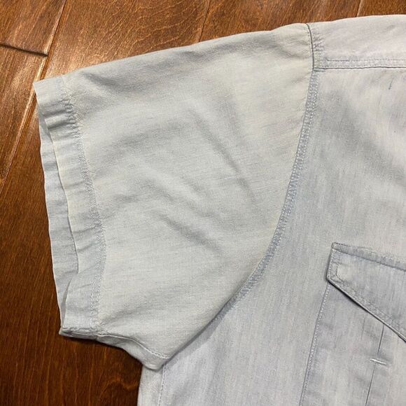 Dockers Vintage 90s Denim Cotton Blue Button Front Shirt Men's Size Large - Picture 4 of 8